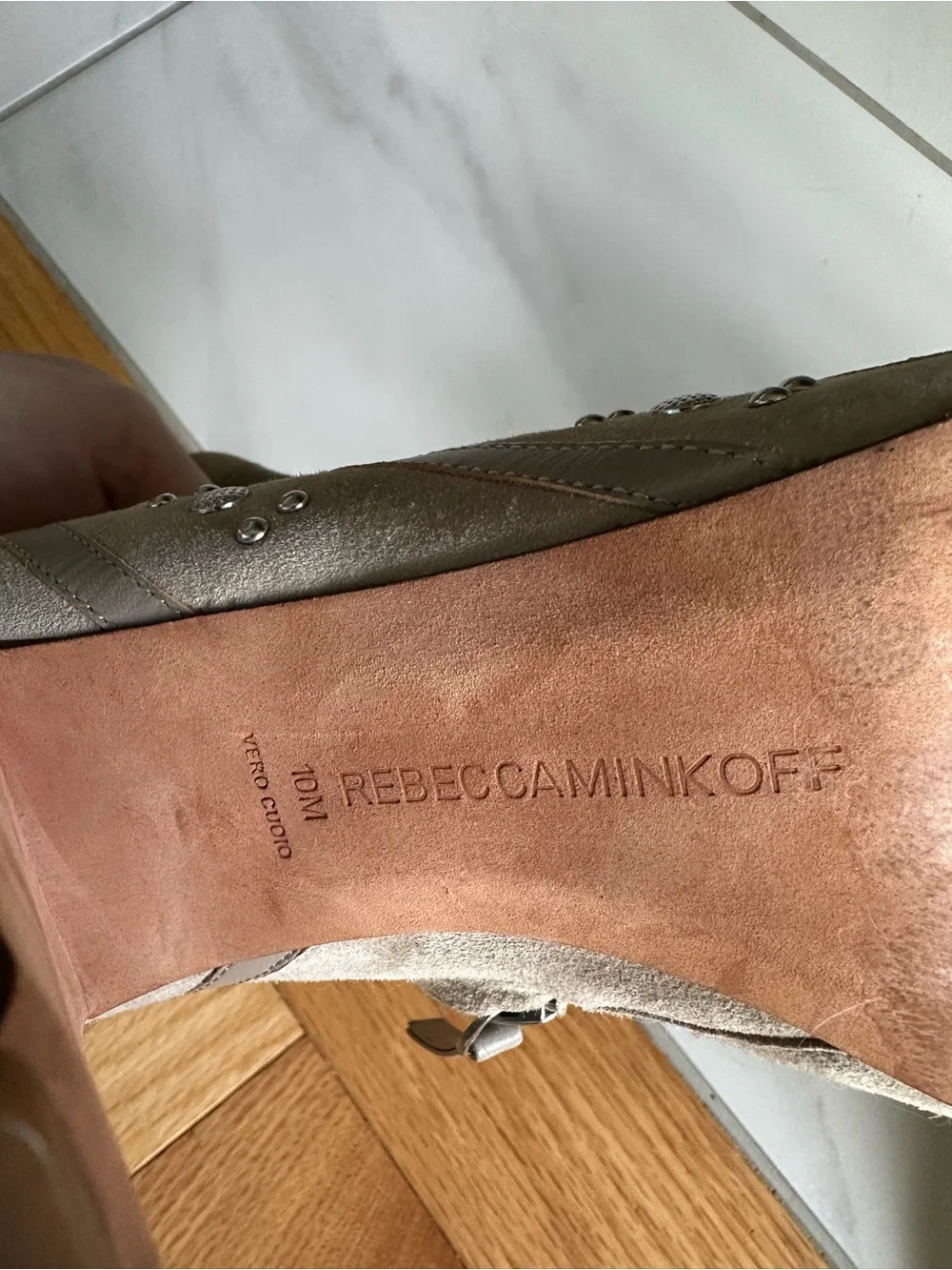 Rebecca Minkoff Mila Runway Studded Open Toe Booties Size 10M
